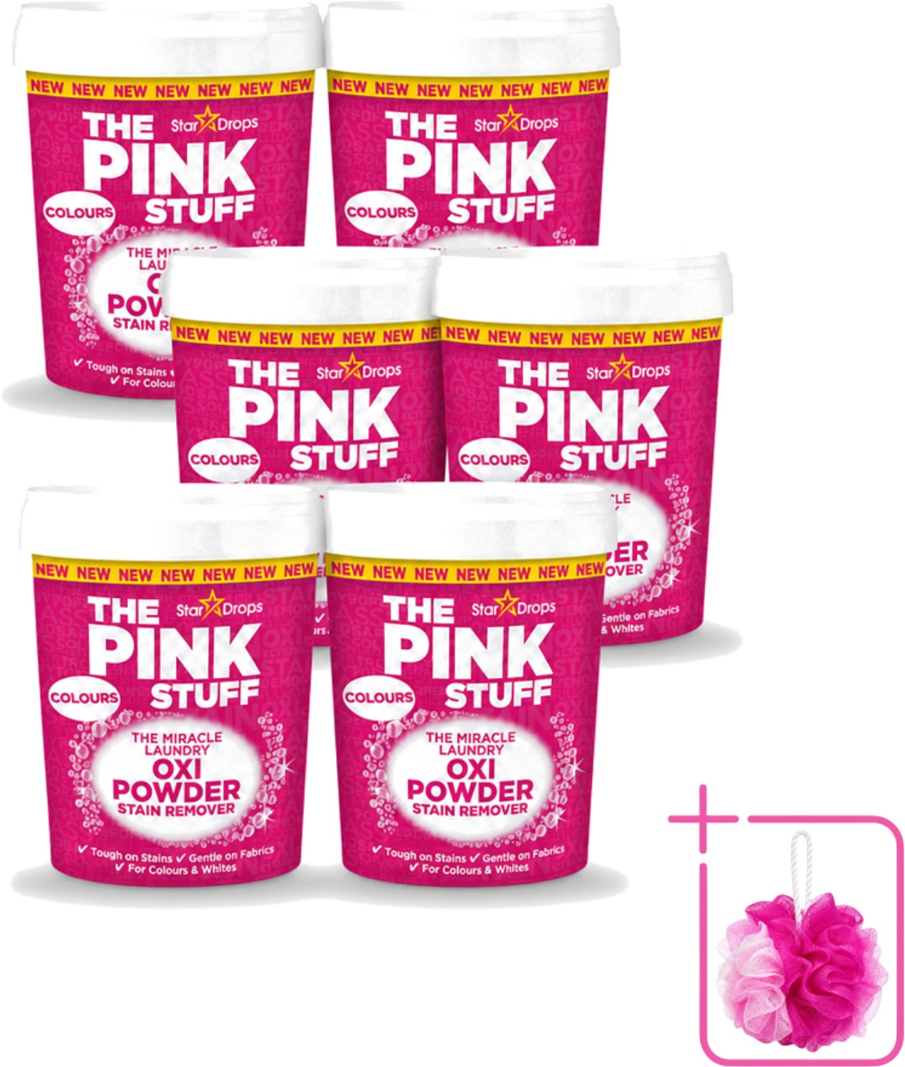 6 x The Pink Stuff - Vlekverwijderaar - Voor Bonte Was - 1kg - Bulkverpakking - Vlekverwijderaar - Douchemop - Wasgoed reinigen