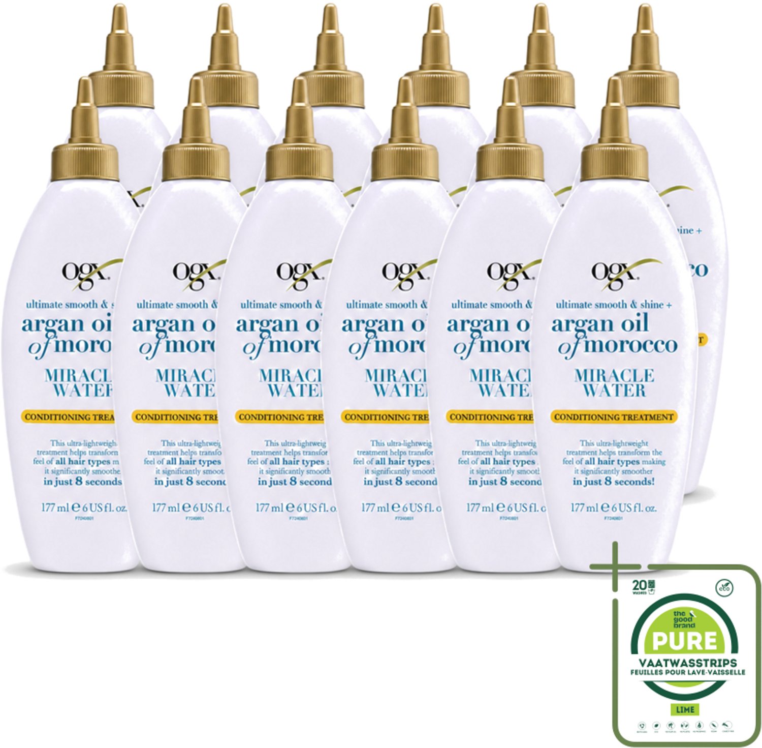 12 x OGX - Argan Oil of Morocco - Miracle Water - Lichtgewicht Hydratie - 177 ml - Grootverpakking - Haarverzorging - Hydratatie - Arganolie - Glans - Ontwarrer