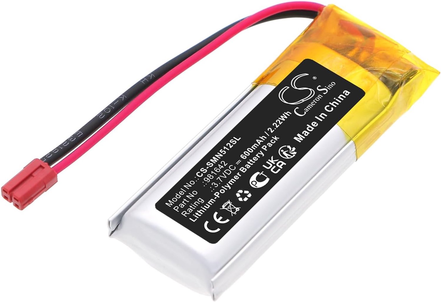 Replacement battery compatible with Somfy 5121348B, Nina IO 1805251 Touch Display- PN:Somfy 981642 600 mAh / 2.22 Wh - ShopVlot
