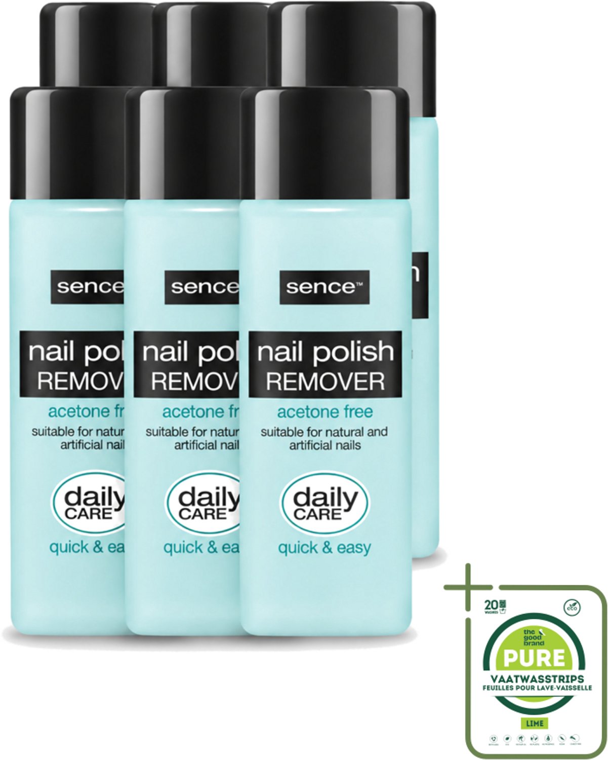 6 x Sence - Acetonvrij - Nagellakremover - Pompflacon - 175 ml - Grootverpakking - Nagellak Verwijderen - Acetonvrije Nagellakremover - Nagellak Verwijderen Pomp - Nagellak Verwijderen Zonder Aceton - Nagellak Verwijderen Voor Natuurlijke Nagels