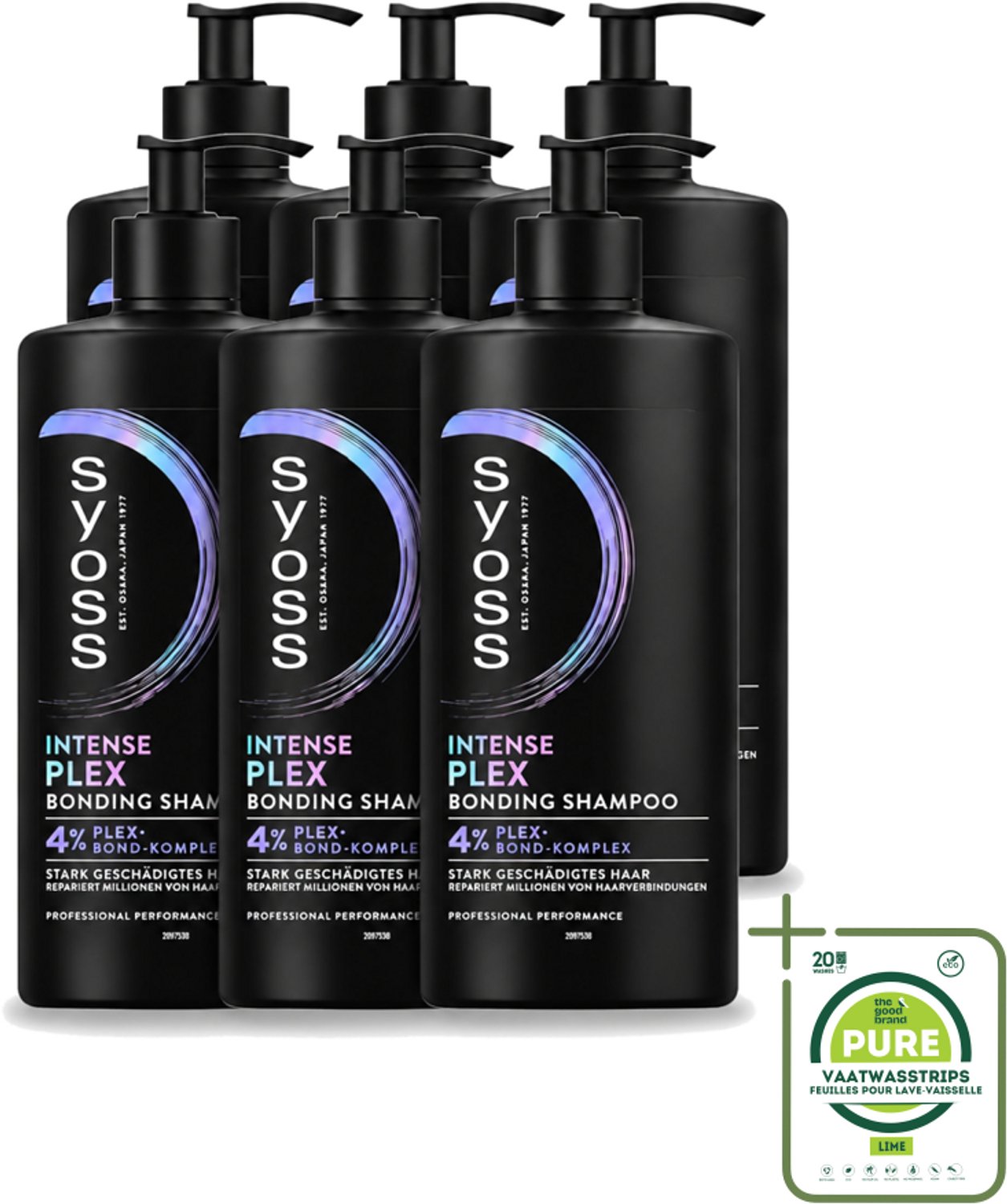 6 x Syoss – Shampoo – Intense Plex – 440 ml - Grootverpakking - Vaatwasstrips - Haarherstel - Haarversterking - Haarbescherming - Haarbreuk Verminderen - Chemisch Behandeld Haar