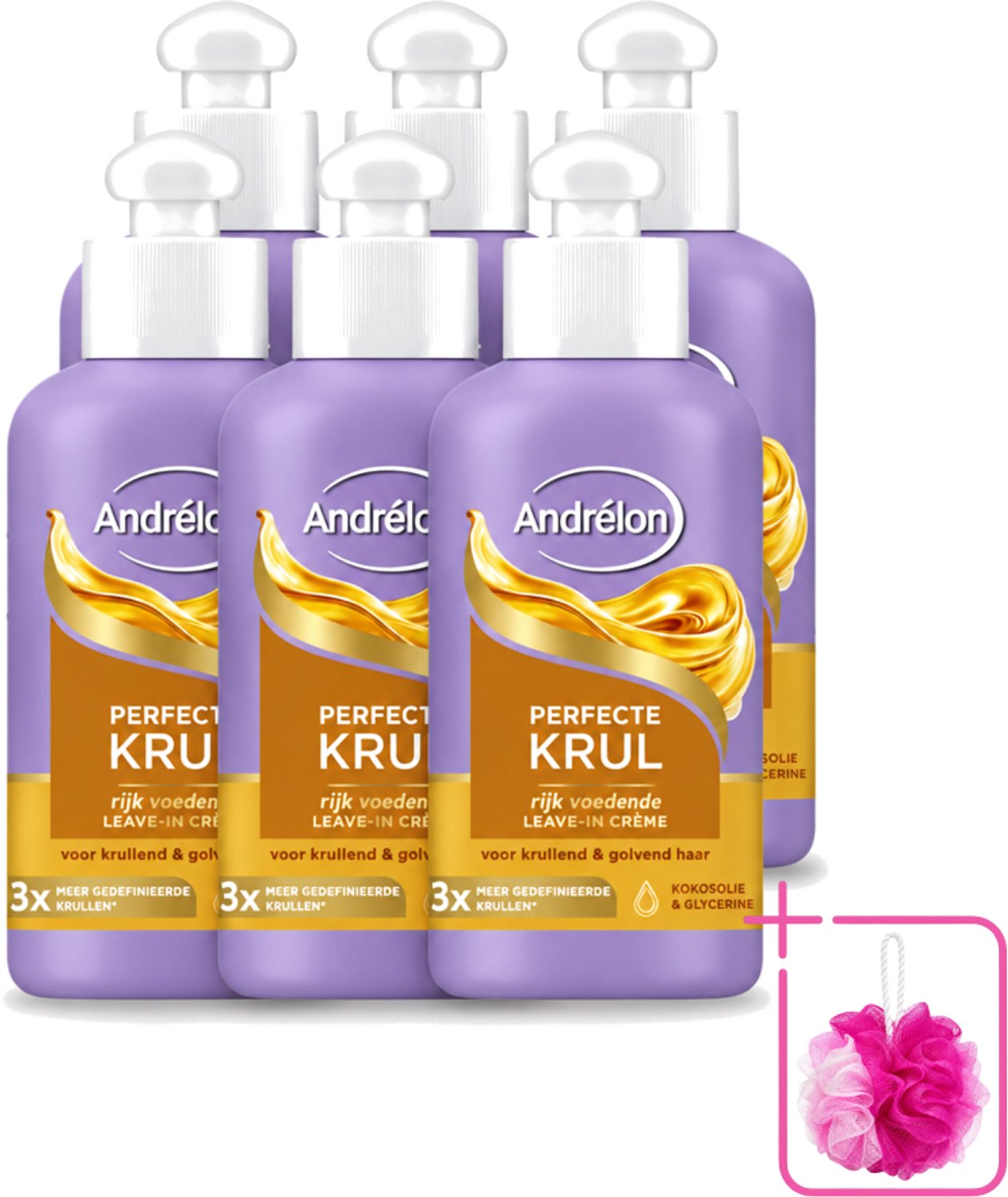 6 x Andrélon – Leave-In Crème – Perfecte Krul – 200 ml - Bulkverpakking - Krul haar - Douchemop - Krul haar crème
