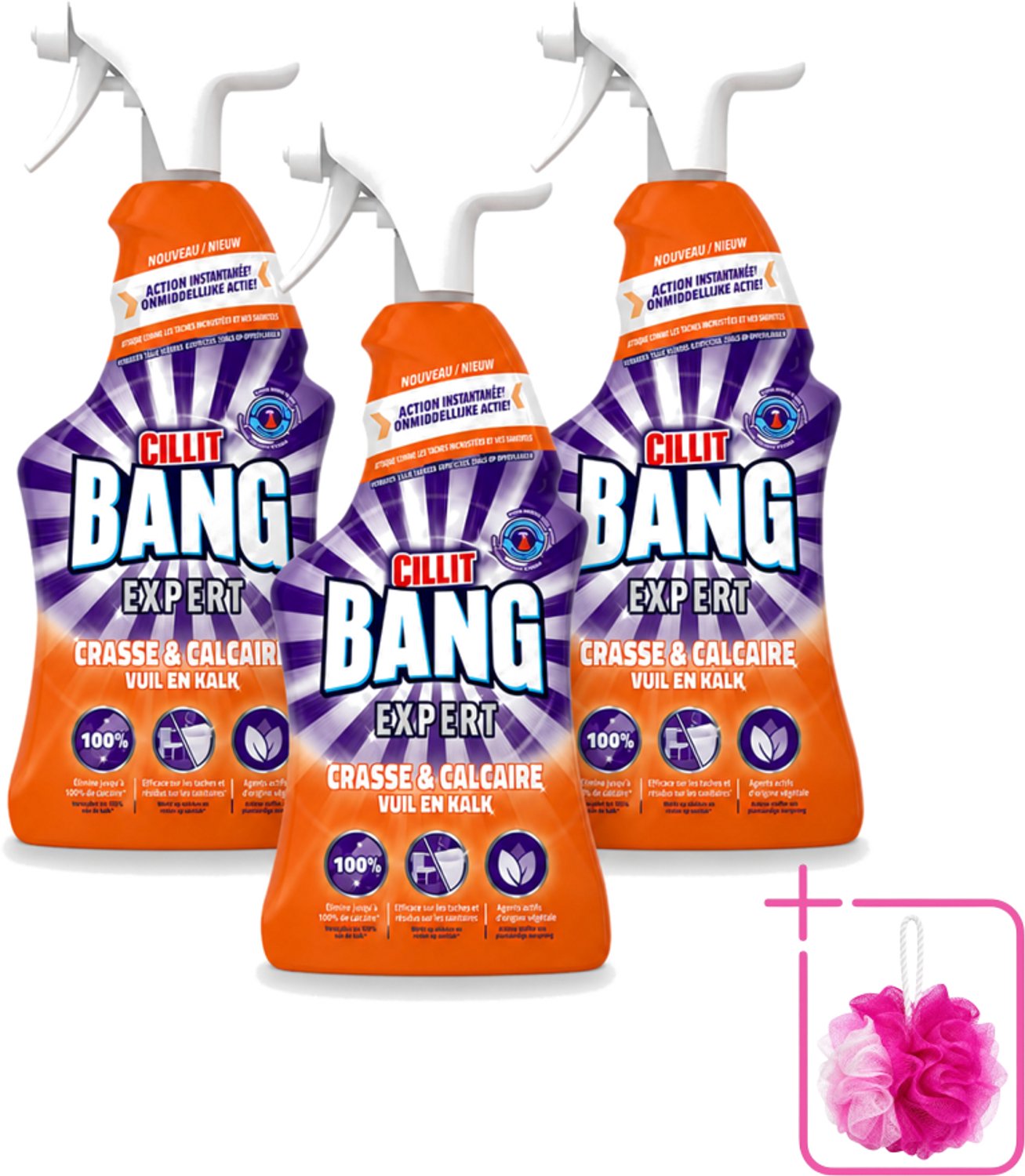 3 x Cillit Bang - Lime & Grime Spray - Verwijdert Vuil en Kalk - 750 ml - Bulkverpakking - Schoonmaken - Douchemop - Reinigen