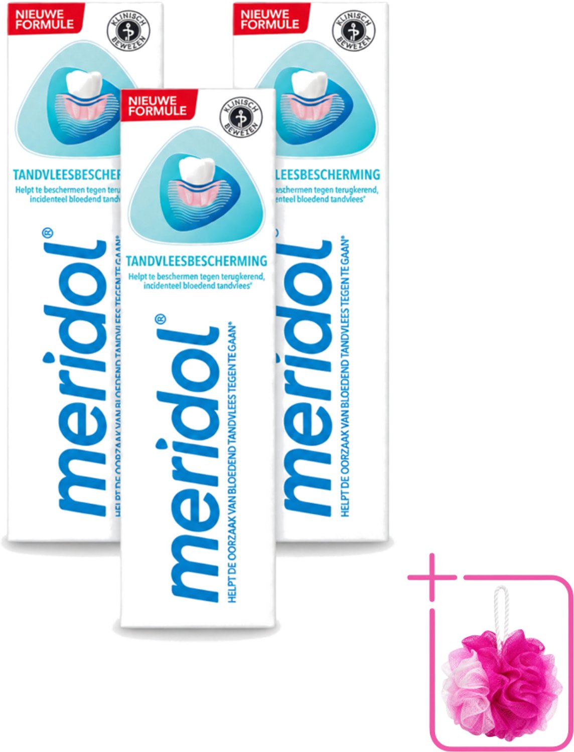 3 x Meridol - Tandpasta - Dagelijkse Tandverzorging - Beschermt tegen Tandvleesproblemen - 75 ml - Bulkverpakking - Tandpasta - Douchemop - Tandvlees