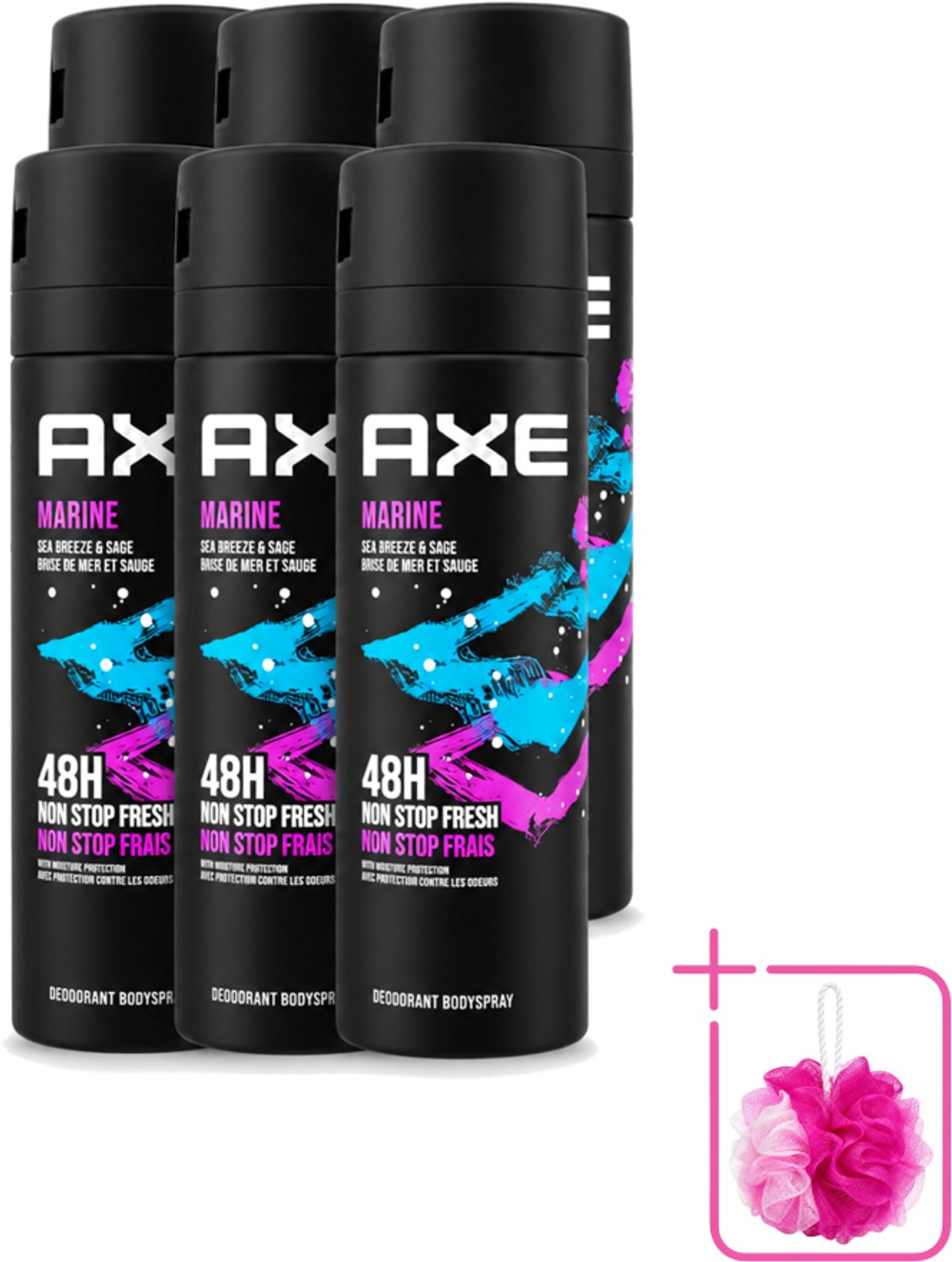 6 x Axe - Deodorant Bodyspray - 100% Fresh Fragrance - Marine - Sea Breeze & Sage - 150 ml - Bulkverpakking - Deodorant - Bodyspray