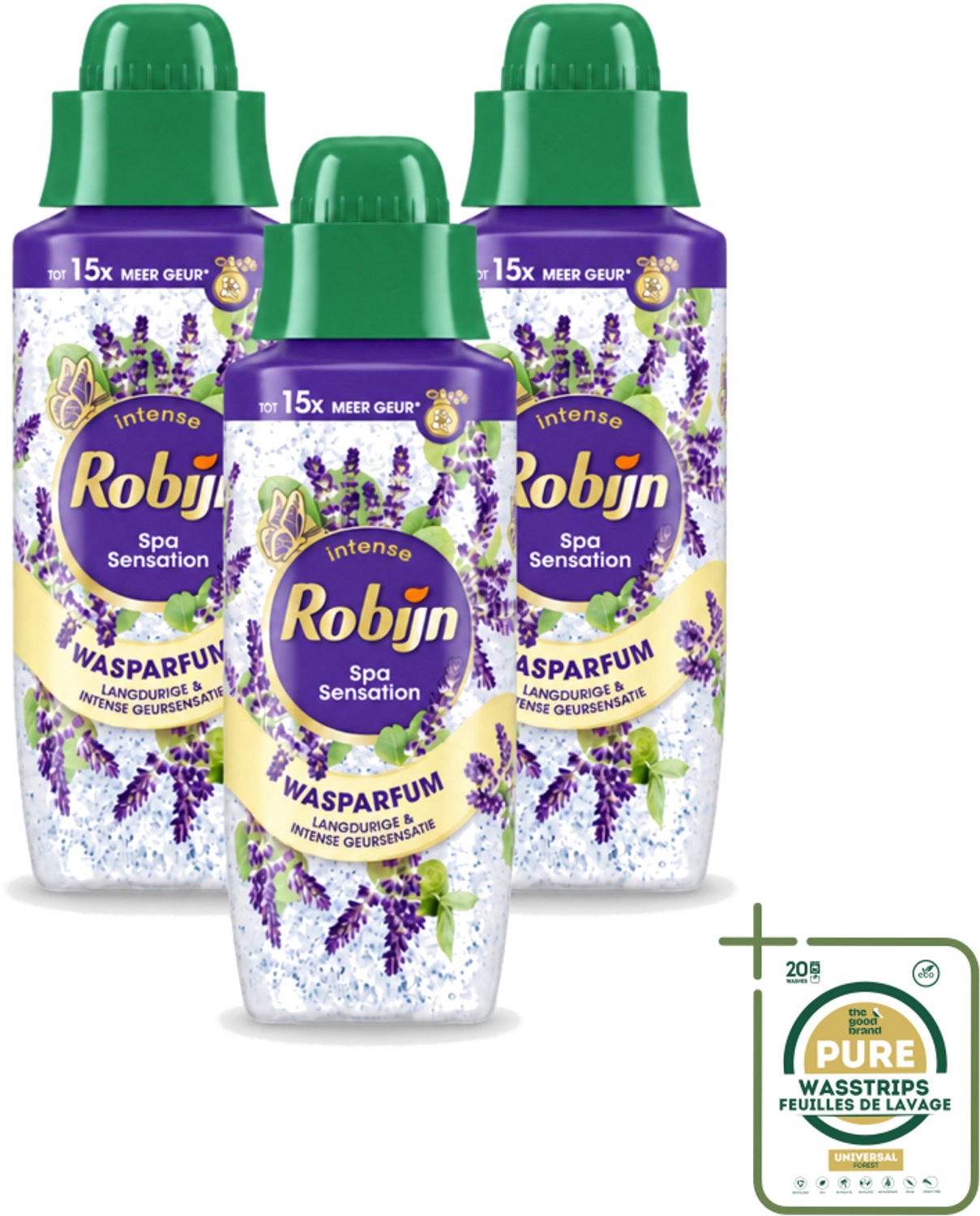 3 x Robijn – Wasparfum – Intense Spa Sensation – 342 ml - Wasstrips - Wasparfum - Wasparfum Spa - Geur - Geurparlletjes - Wasmiddel