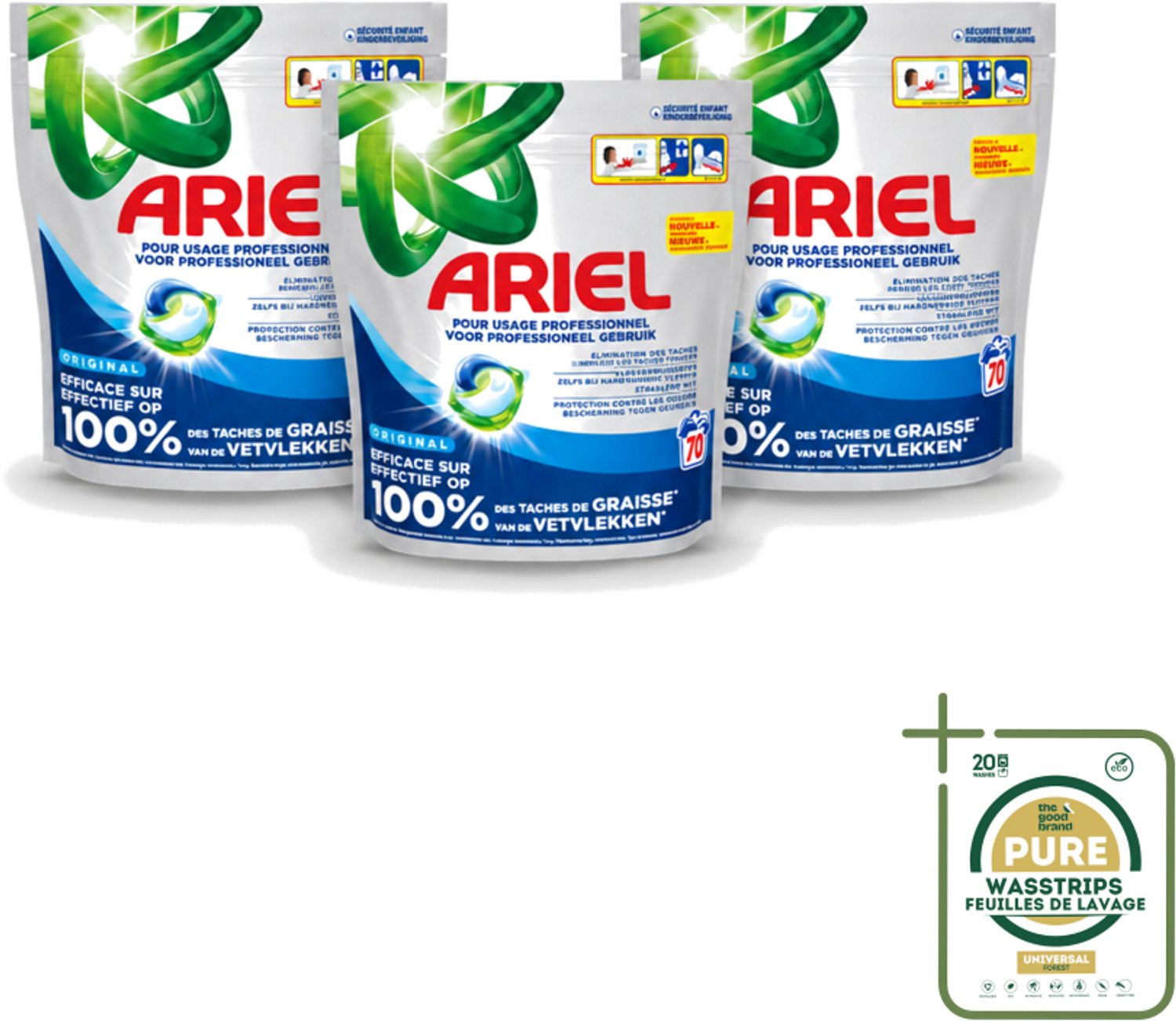 3 x Ariel – Wasmiddel Pods – All-in-1 Regular – 70 wasbeurten - Wasstrips - Wasmiddel Pods - 3-in-1 Wasmiddel - Krachtige Reiniging - Vlekken Verwijderen - Koud Water Wasmiddel