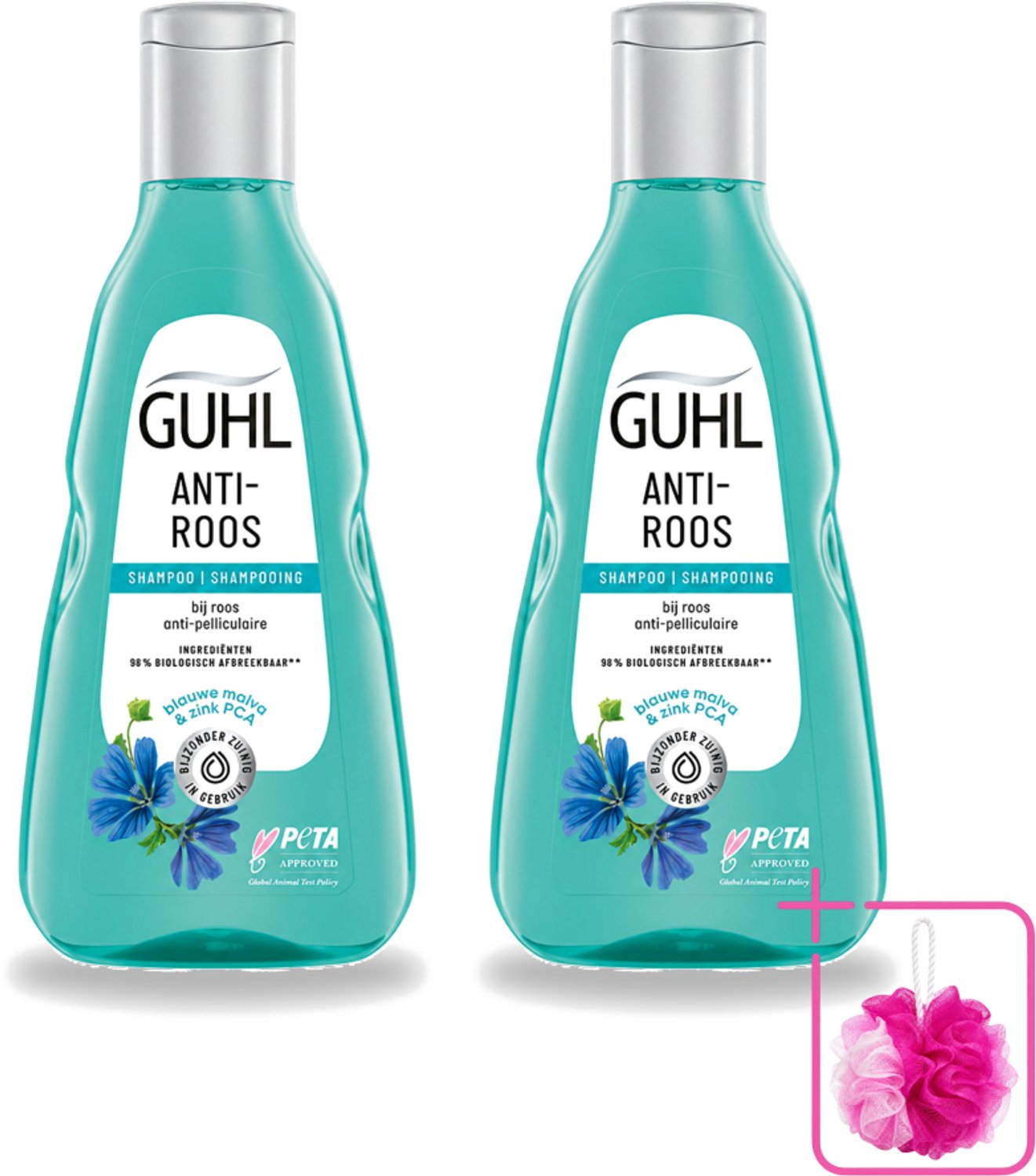 2 x Guhl - Shampoo - Anti-Roos - 250 ml - Bulkverpakking - Anti-roos shampoo - Douchemop - Roosvrije hoofdhuid