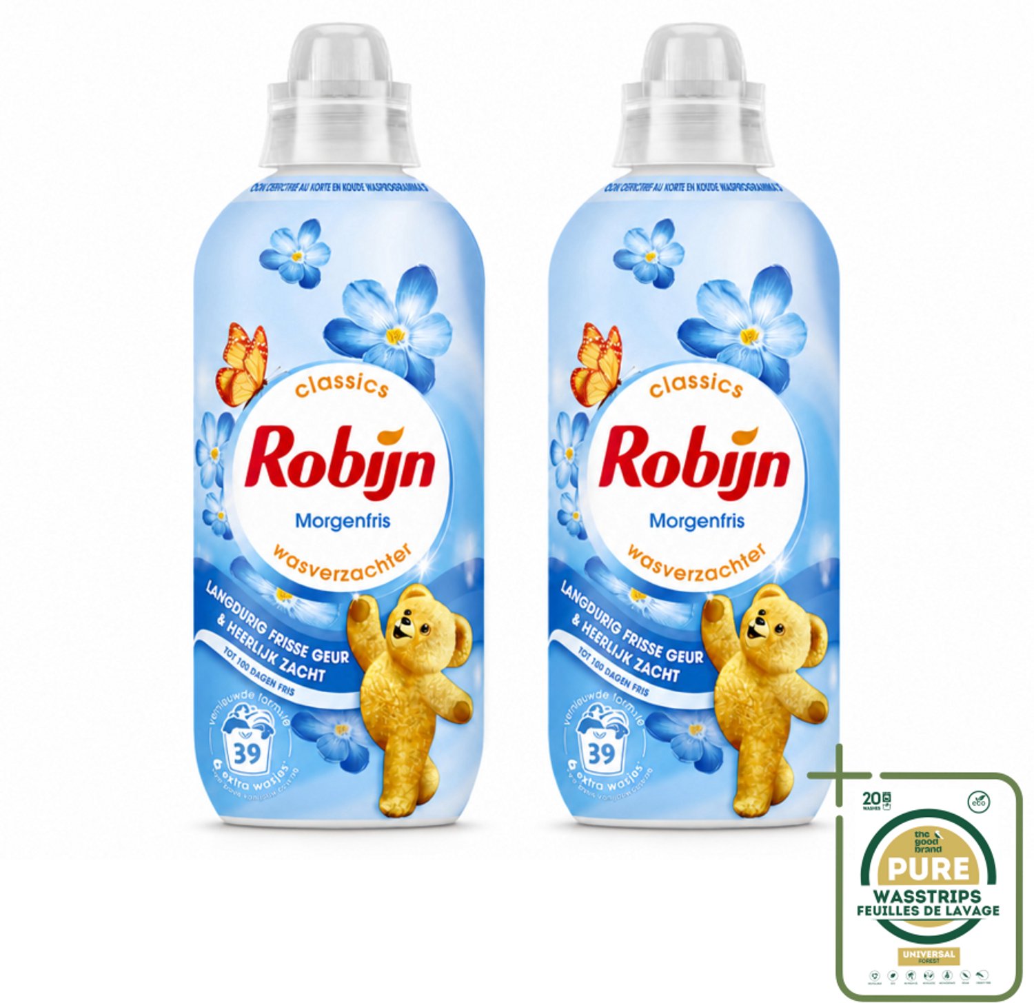 2 x Robijn – Wasverzachter – Morgenfris – 780 ml - Wasstrips - Wasverzachter - Wasverzachter Morgenfris - Wasverzachter 780 Ml - Wasverzachter Voor Katoen - Wasverzachter Voor Synthetisch