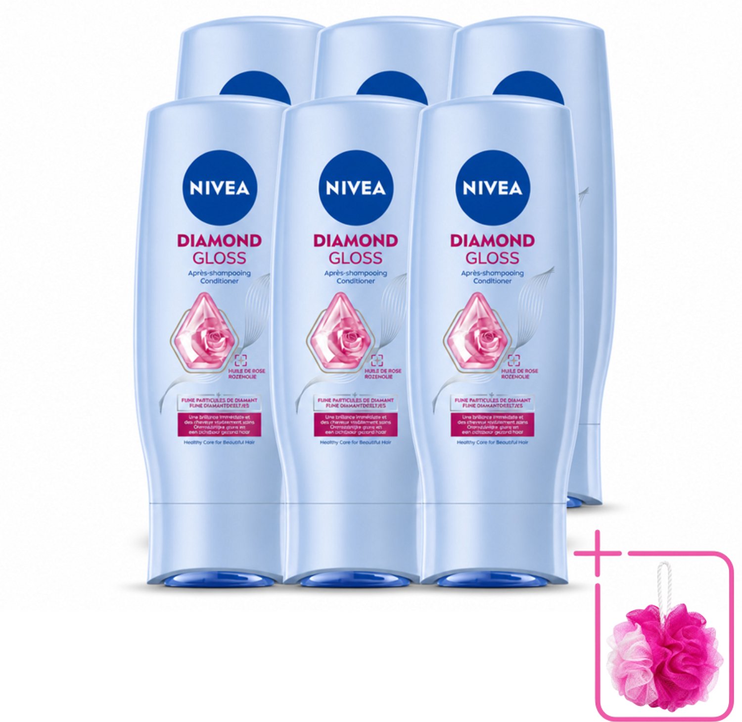 6 x NIVEA - Diamantglans Conditioner - Crèmespoeling - Voor Glans - 200 ml - Bulkverpakking - Diamant glans - Douchemop - Haar verzorgen
