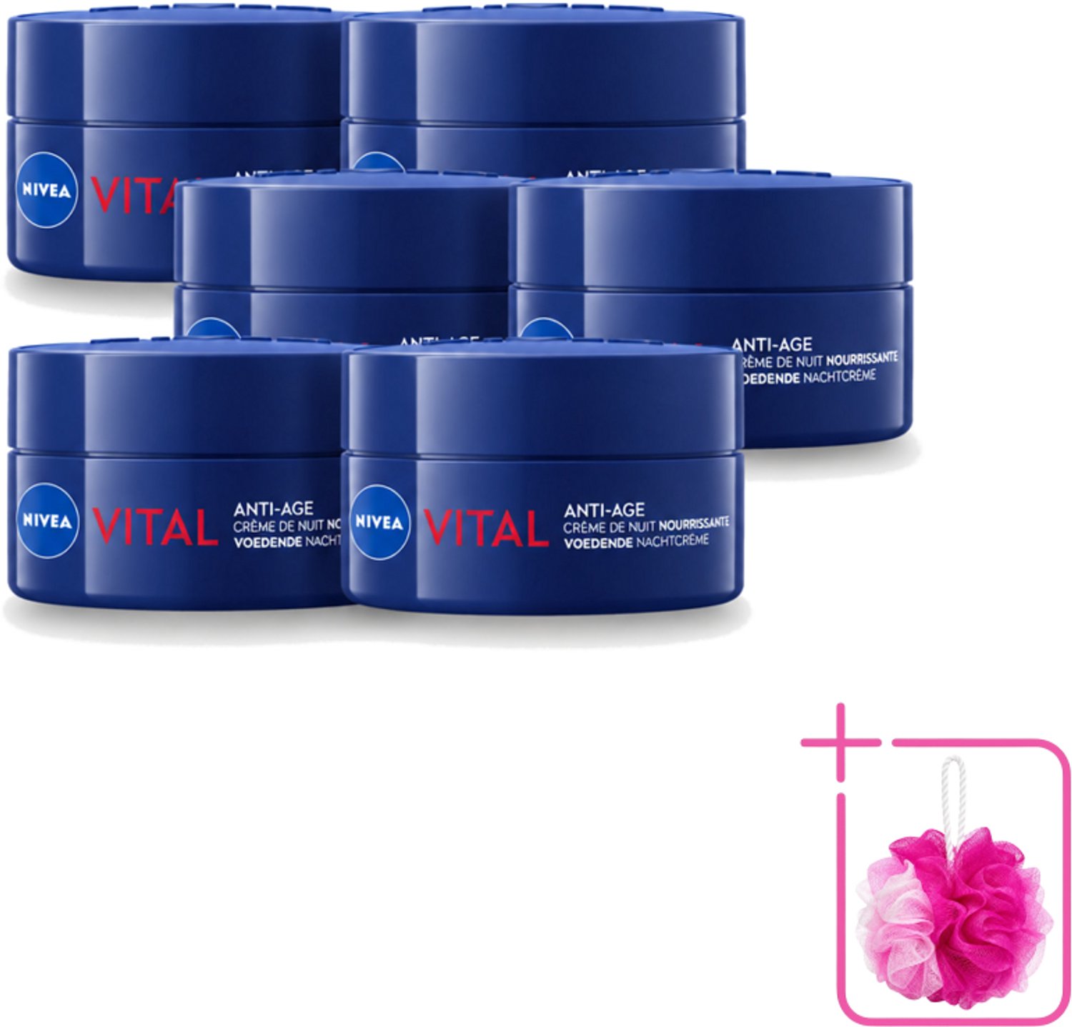 6 x NIVEA - Nachtcrème - VITAL Anti-Rimpel Herstellend - Voor rijpe huid - Met Vitamine F, Teunisbloemolie & Calcium - 50 ml - Bulkverpakking - Nachtcrème - Anti-rimpel