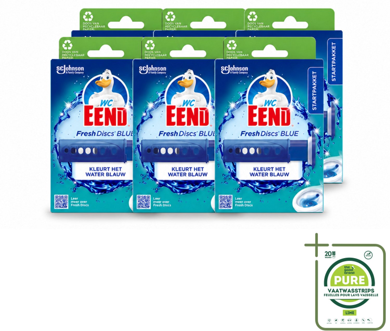 6 x WC Eend – Fresh Discs – Houder + Navulling – Coloring Blue – 36 ml - Grootverpakking - Vaatwasstrips - Toilet Reinigen - Toilet Hygiëne - Toilet Disc - Toilet Gel - Toilet Frisheid