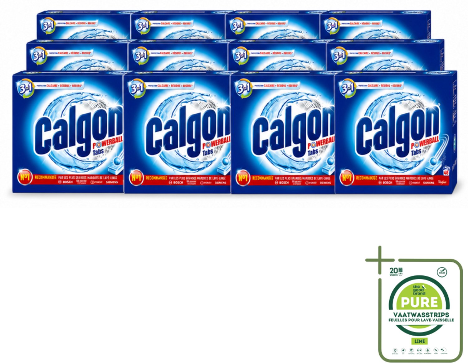 12 x Calgon - 3in1 Tabletten - 48 tabletten - Grootverpakking - Wasmachine Bescherming - Kalkaanslag Voorkomen - Vuilresten Verwijderen - Nare Geuren Bestrijden - Wasmachine Levensduur Verlengen