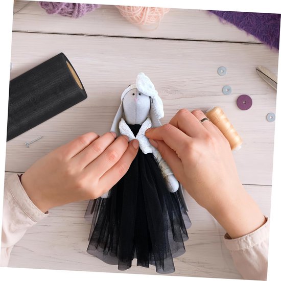2 Stuks Rol Tule 22m 15cm Breed Bruiloft Feestdecoraties Tutu Knutsel Zwarte Tule Voor Evenementen — afbeelding 4