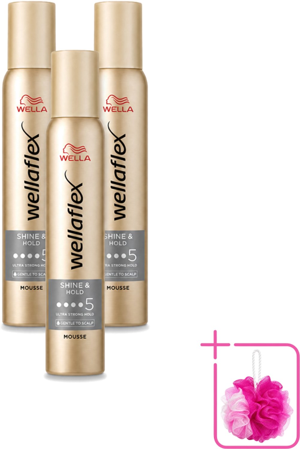 3 x Wella – Flex Shine & Hold – Haarmousse – 200 ml - Bulkverpakking - Glans - Douchemop - Houdbaarheid