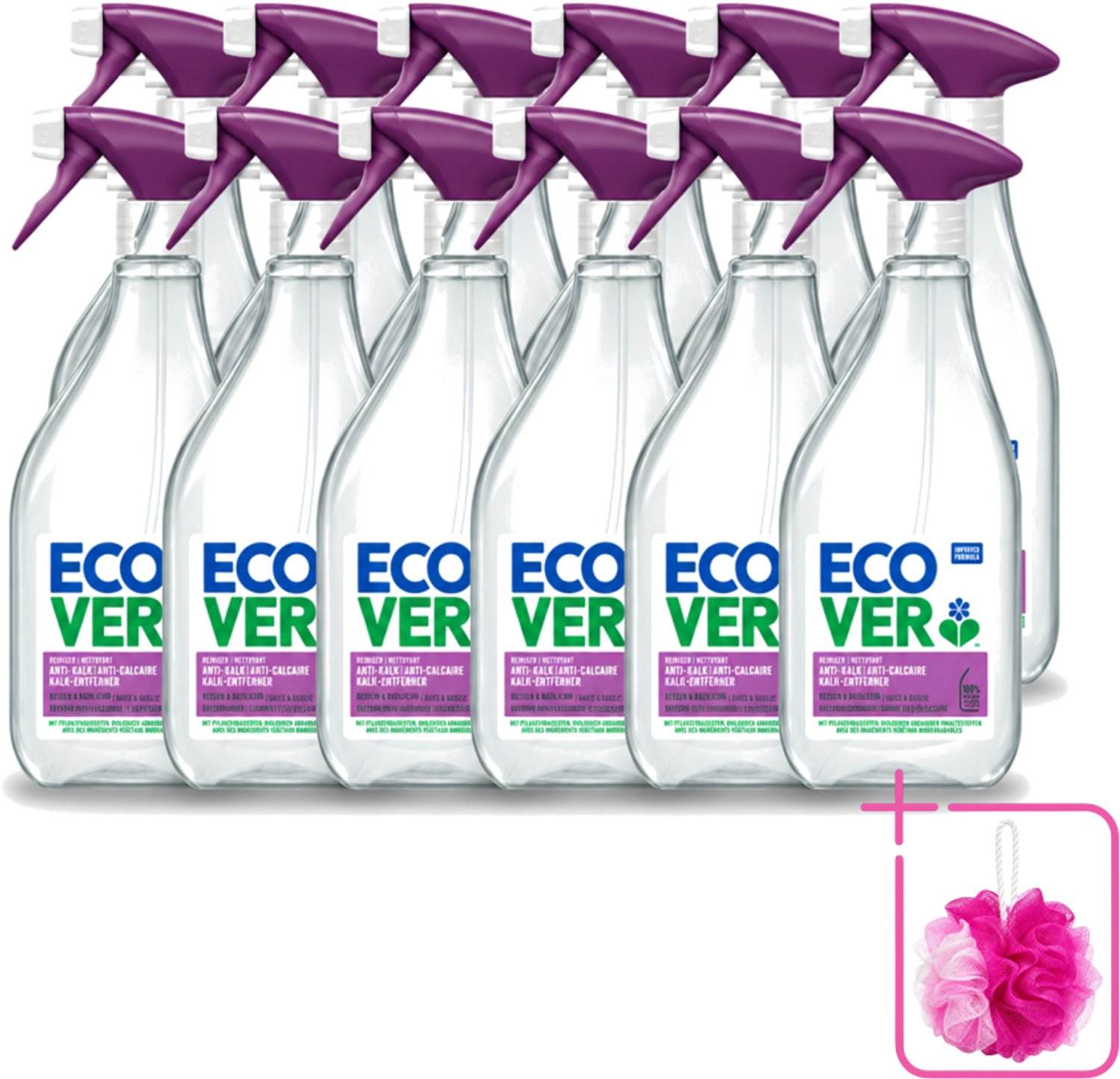 12 x Ecover - Kalkreiniger - Bessen & Basilicum - 500 ml - Bulkverpakking - Kalkverwijderen - Douchemop - Kalkaanslag