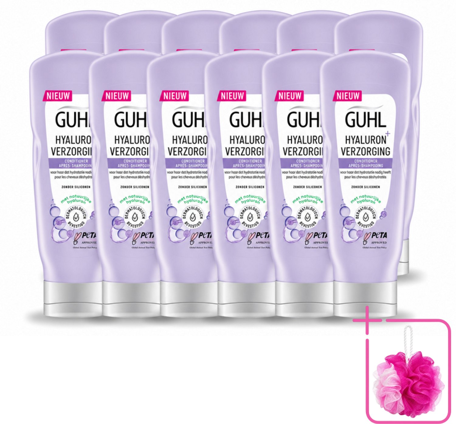 12 x Guhl - Conditioner - Hyaluron+ Verzorging - 200 ml - Bulkverpakking - Hydratatie haar - Douchemop - Hyaluron haar