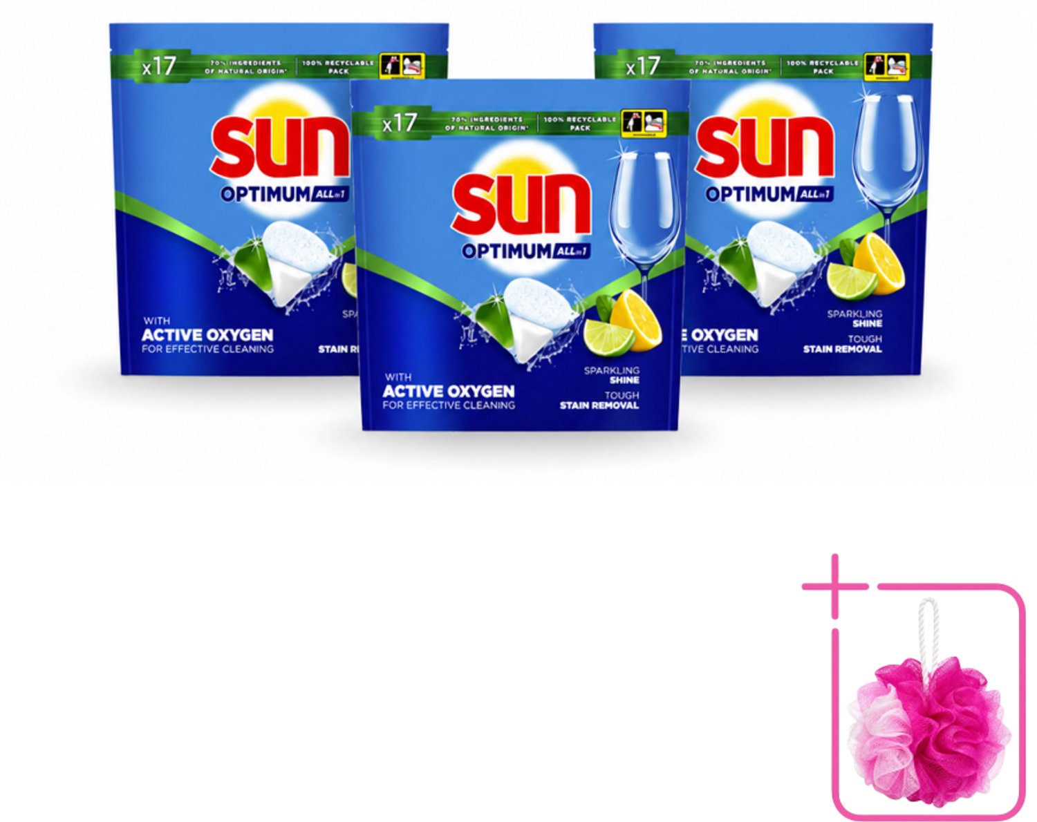 3 x Sun - Vaatwascapsules - Citroen - 17 capsules - Bulkverpakking - Vaatwasmiddel - Douchemop - Vaatwasser
