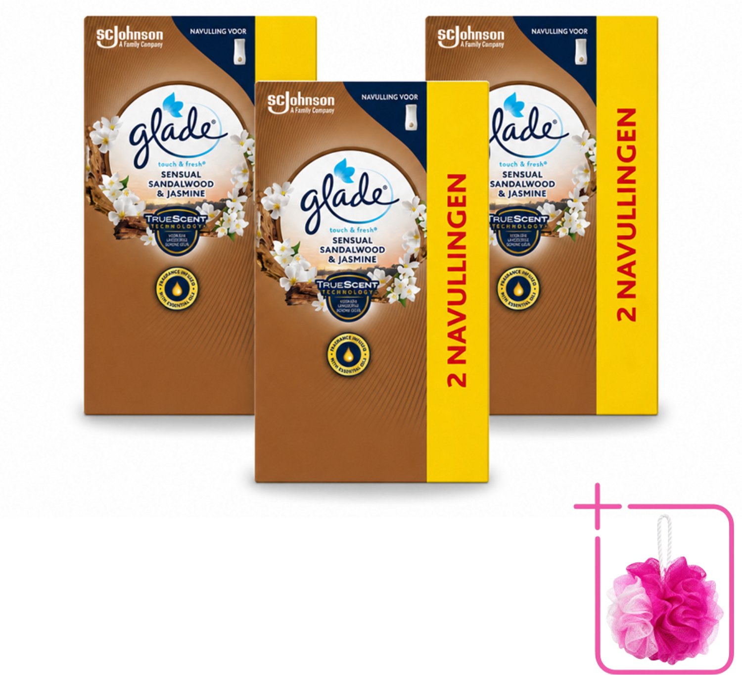 3 x Glade - Touch & Fresh Navulling - Sensual Sandelhout Jasmijn - 2 × 10 ml - Bulkverpakking - Geur navulling - Glade Sensual Sandalwood Jasmine