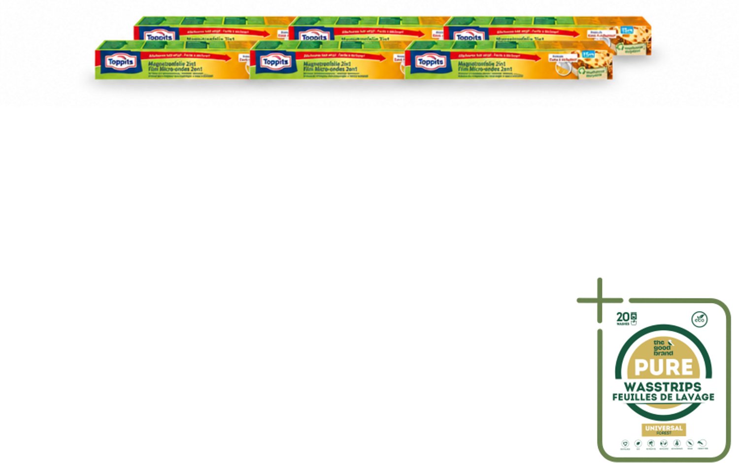 6 x Toppits – Magnetronfolie 2-in-1 – 15 m - Wasstrips - Magnetronfolie - Bewaren - Opwarmen - Magnetron - Stoomafgifte