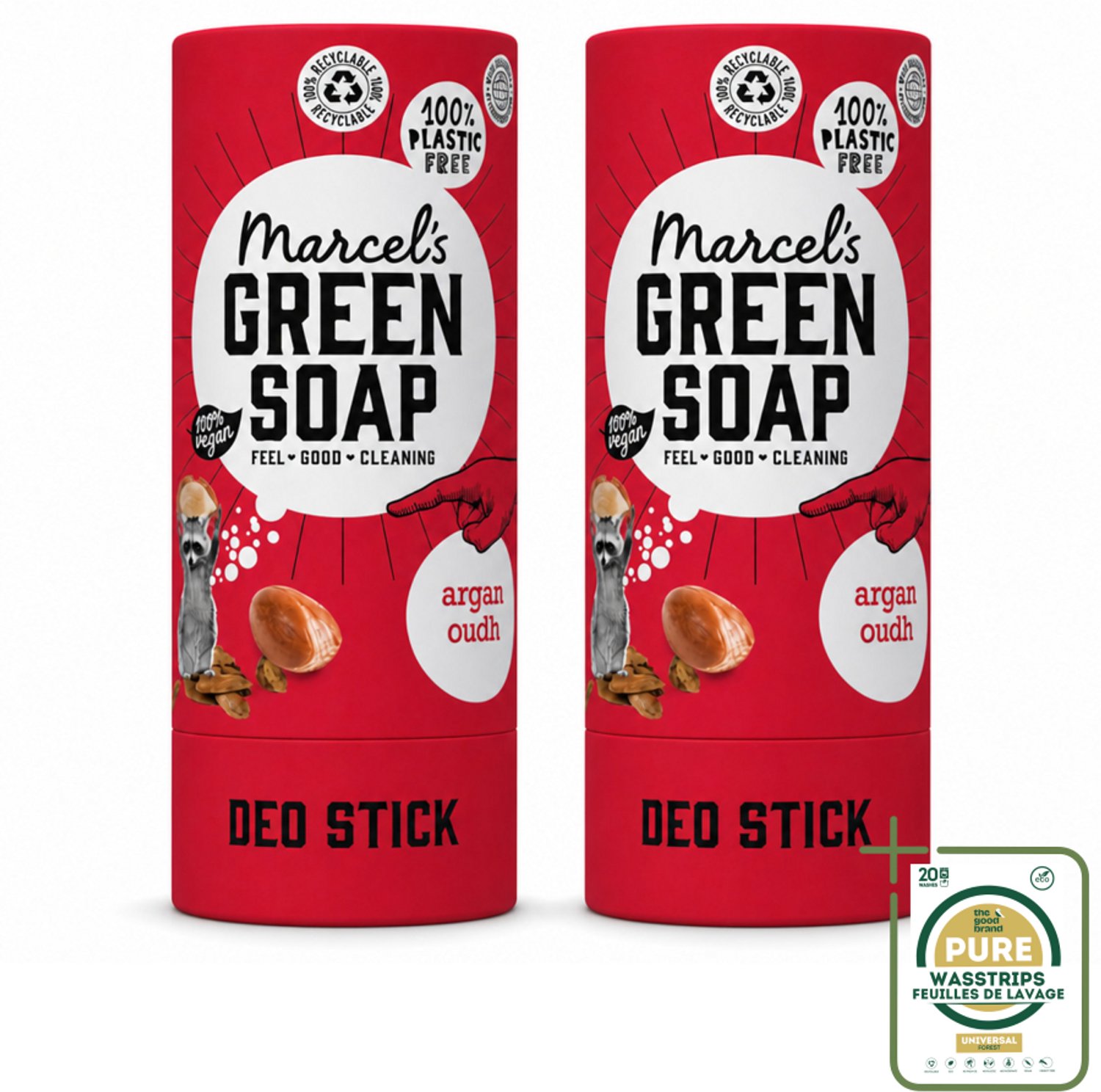 2 x Marcel's Green Soap - Deodorant Stick - Argan & Oudh - Langdurige frisheid - 40 gr - Wasstrips - Deodorant - Argan En Oudh - Geur - Huidverzorging - Natuurlijke Deodorant