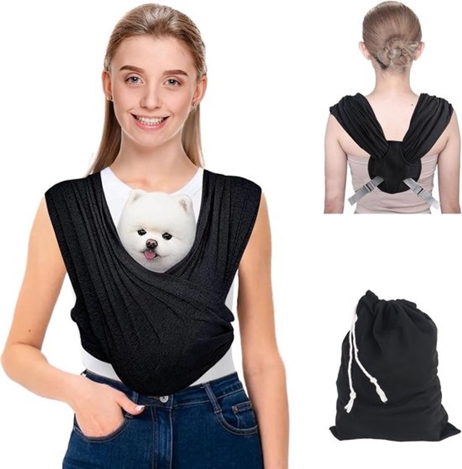 Handsfree draagdoek - Voor kleine hond of puppy - Tot 9 kg - Verstelbaar - Comfortabel