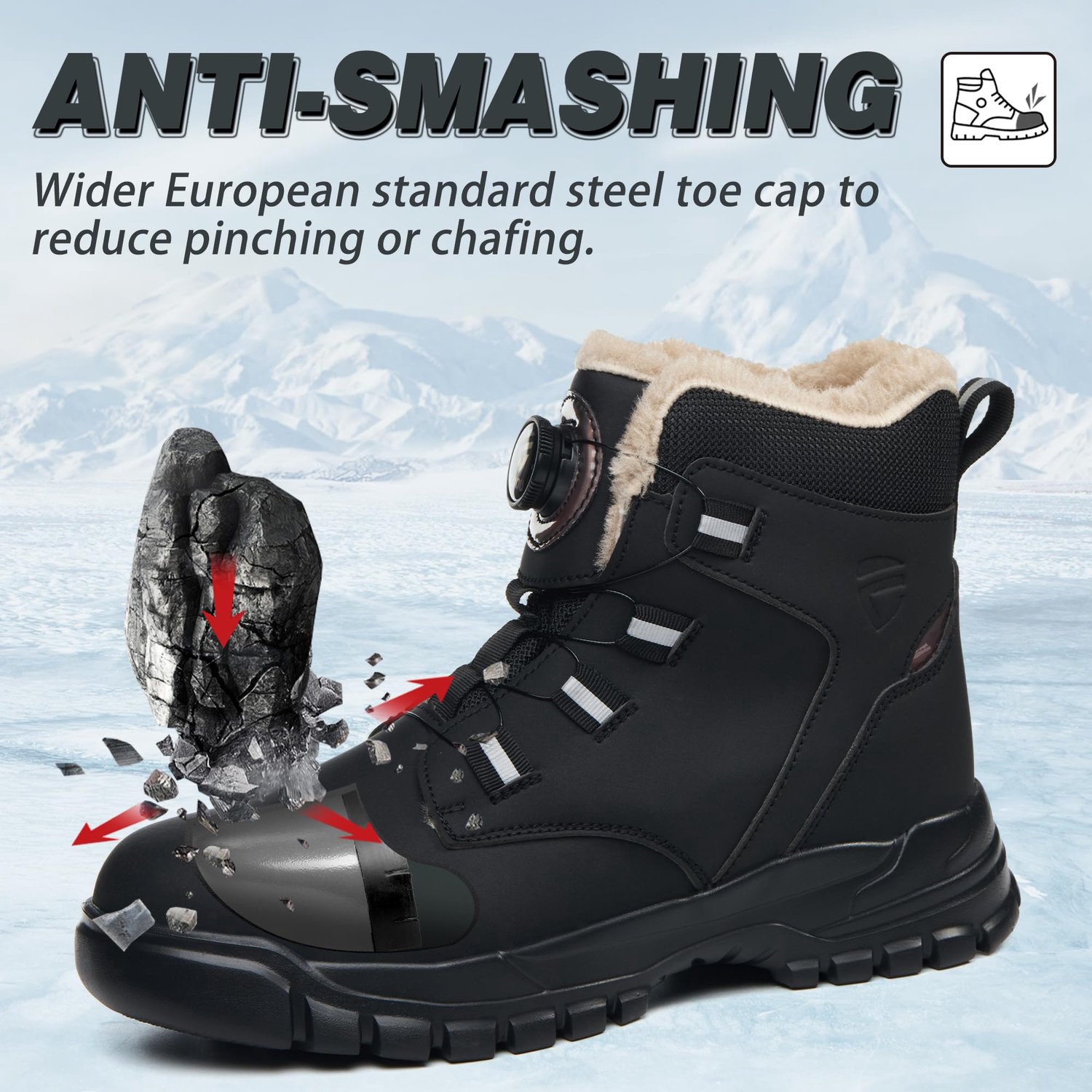 KOIFISH Winter Werkschoenen Heren Dames Hoog Veiligheidsschoenen Lichtgewicht Antislip Werklaarzen met Stalen Neus - ShopVlot