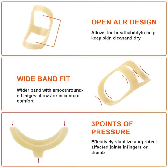 Set van 5 Ovale Vinger Splints - Ondersteuning en Stabilisatie voor Duim, Middelste, Pinky en Ringvinger (Maten 6-10) — afbeelding 3