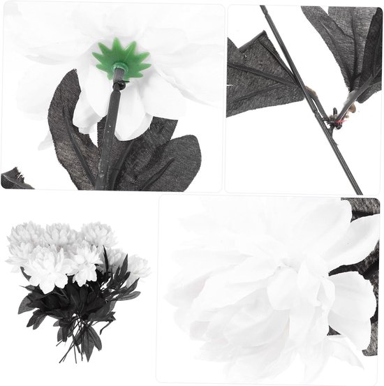 10 Stuks Halloween Realistische Zwarte Witte Dahlias Stof Materiaal Veelzijdige Bruidsboeket Feestelijke Tafeldecoratie Geschikt voor Huwelijk Thuisgebruik — afbeelding 4