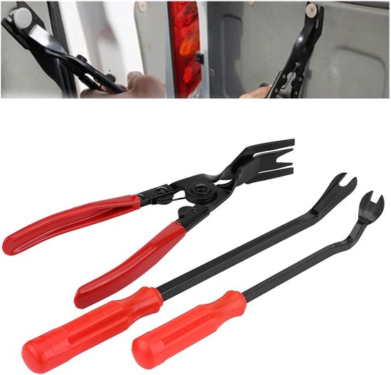 Tang voor het verwijderen van deurbekleding, tang, gereedschap voor hefboomstangen, klinknagels voor deurbekleding, 3-delige set — afbeelding 3