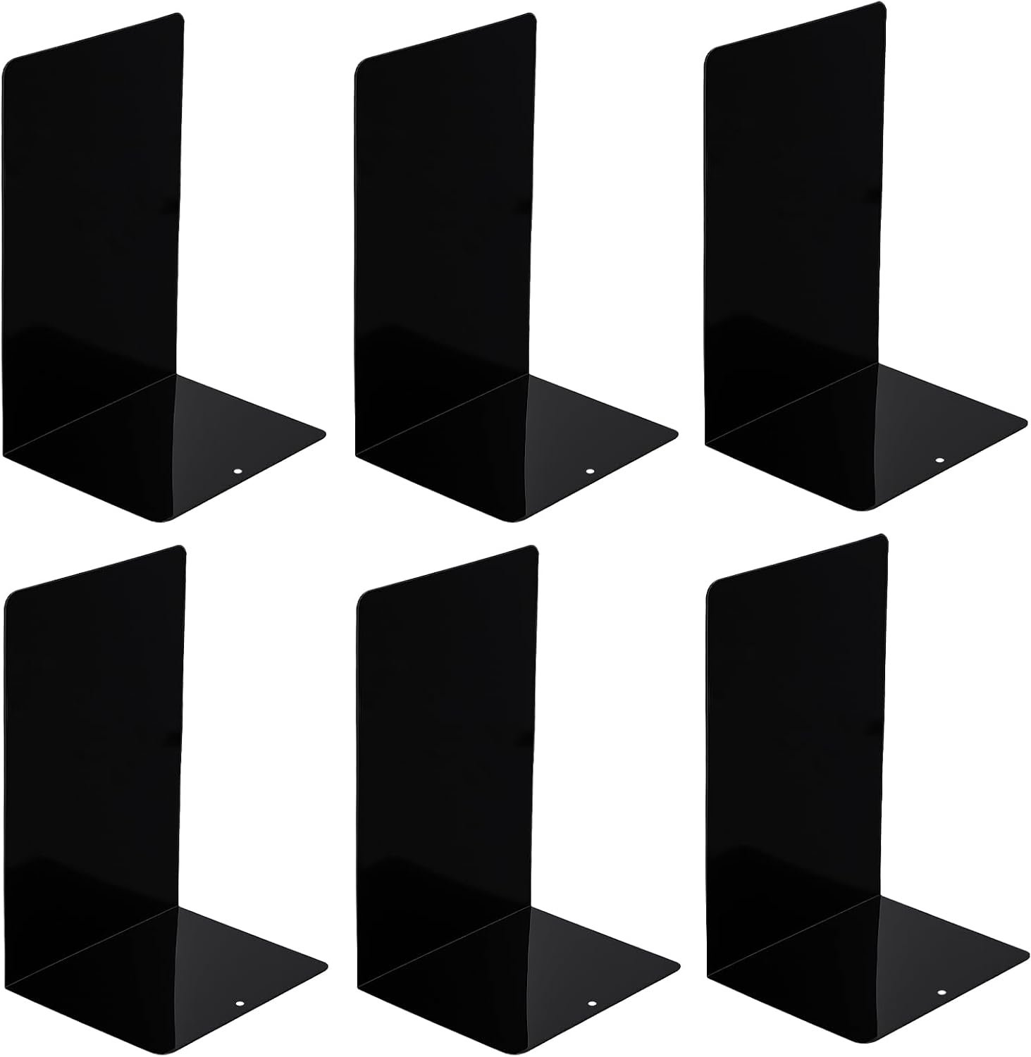 6 paar (12 stuks) metalen boekensteunen, zwart, 19,5 x 13,2 x 10 cm, stabiele metalen boekenhouder, leesstandaard, boekensteunhouder voor kantoor en thuis