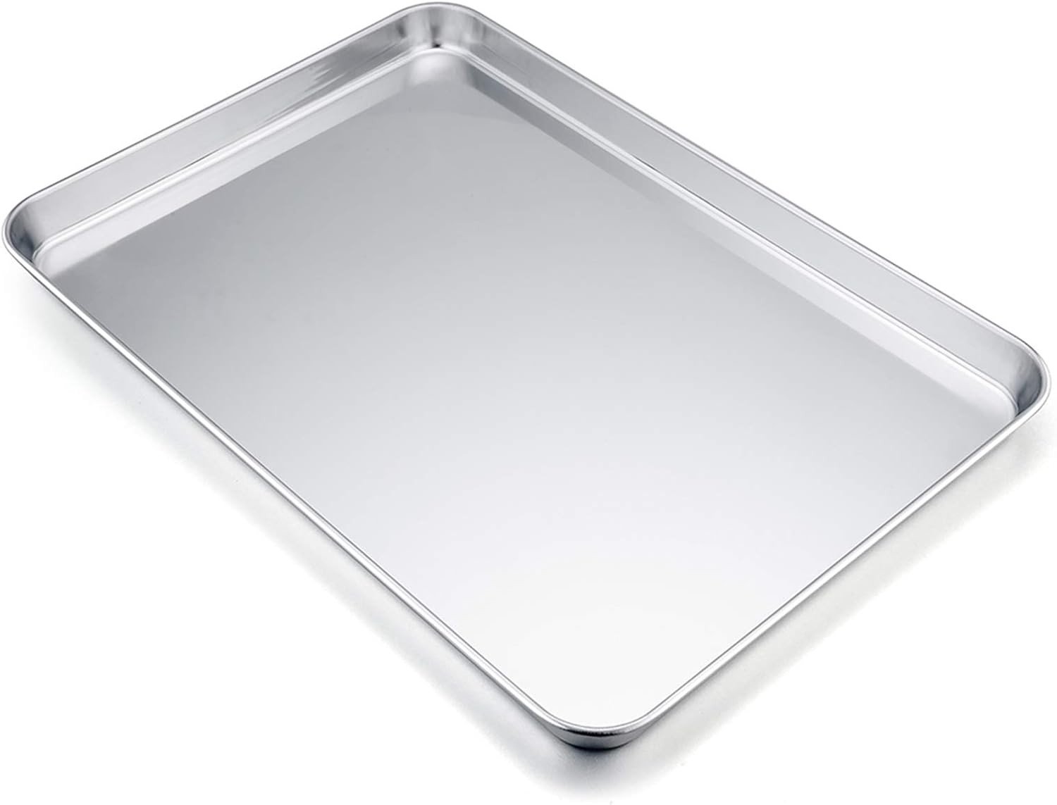 Rechthoekige bakplaat van roestvrij staal voor bakken, koken en serveren, 40 x 30 x 2.5 cm, niet-toxisch, eenvoudig schoon te maken, duurzaam en hittebestendig