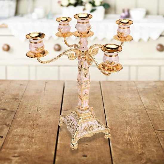 Vintage Luxe Kaarshouder met Reliëf voor Woondecoratie, Bruiloftsornamenten, Stevig Legeringsmateriaal — afbeelding 2