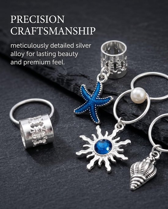45 stuks haaraccessoires voor vlechten, verstelbaar, haaraccessoires, haarsieraden, spiraalclips voor dreadlocks, voor mannen, vrouwen, meisjes en kinderen (zilver) — afbeelding 2