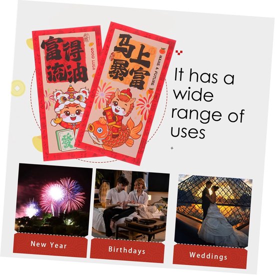 72 Stuks Chinese Enveloppen Paardenjaar Dikke Luxe Papieren Hongbao voor Lentefestival Bruiloft Verjaardagsfeest Geschenk Zakjes — afbeelding 4