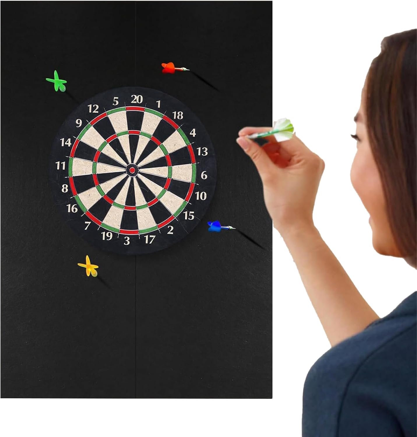Wandbescherming voor dartbord – vilt, wandbescherming 23,62 x 35,43 inch, robuuste en afneembare dartspelmat, bescherming van speelkamer en huis