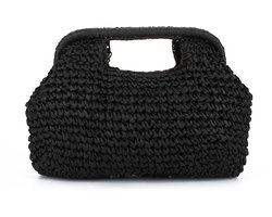 EVEOUT Clutch van stro gevlochten met ketting voor dames, boho, geweven, voor feest, bruiloft, zomer, handtassen, bast, synthetisch, voor strand, vaka