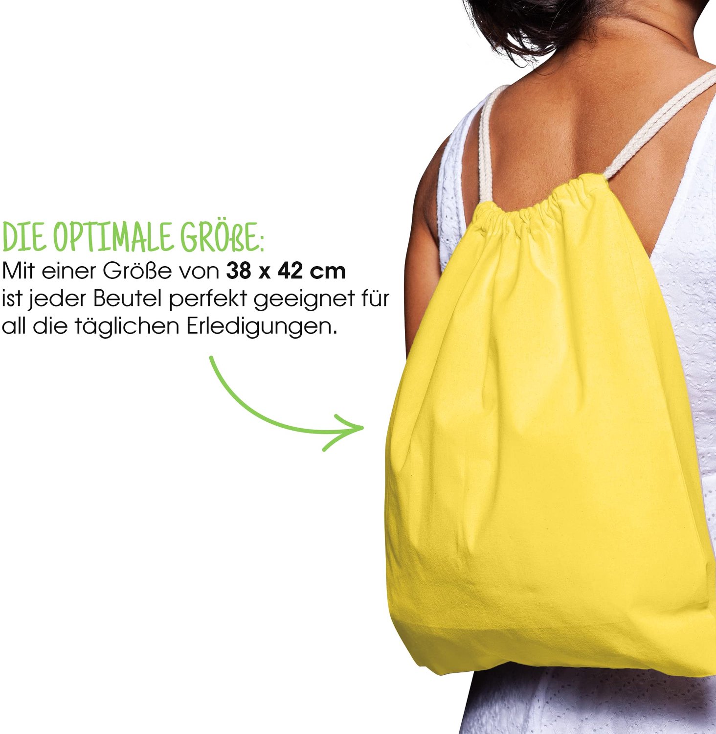 Katoenen gymtas 1 stuk 38 x 42 cm sporttas - rugzak stoffen, katoenen jute - ShopVlot