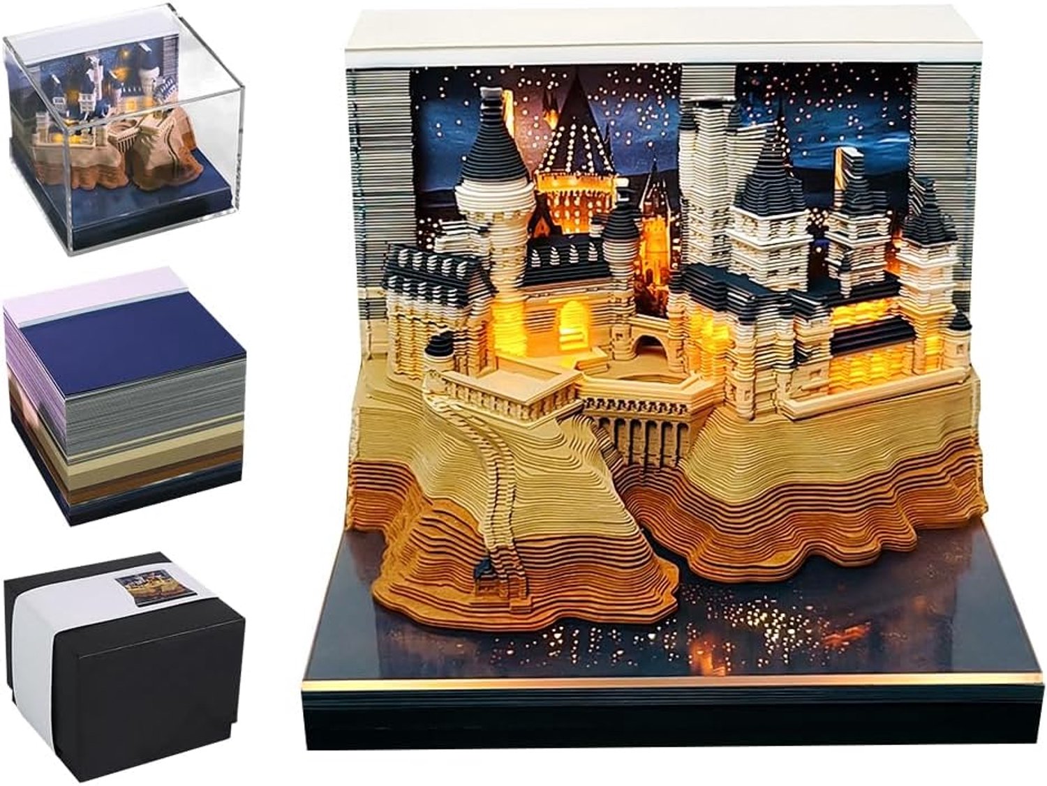 Magic Castle 3D-kalender 2027, afscheurbaar, 3D-notitieblok met licht, afscheurbare creatieve memo voor kamer en - ShopVlot