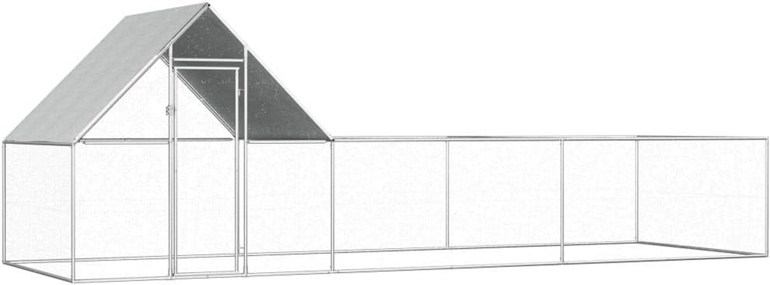 Kippenhok voor buiten, voor kleine dieren, kippenhok, groot, kippenhok met dak van verzinkt staal, 6 x 2 x 2 m