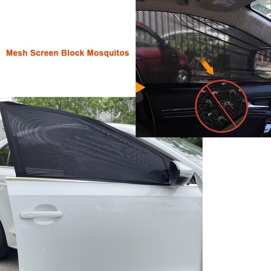 2 stuks voorruit voorruit scherm mesh cover tot 40 inch, auto zonnescherm anti-UV-stralen, privacy schaduw auto camping net voor ventilatie — afbeelding 3
