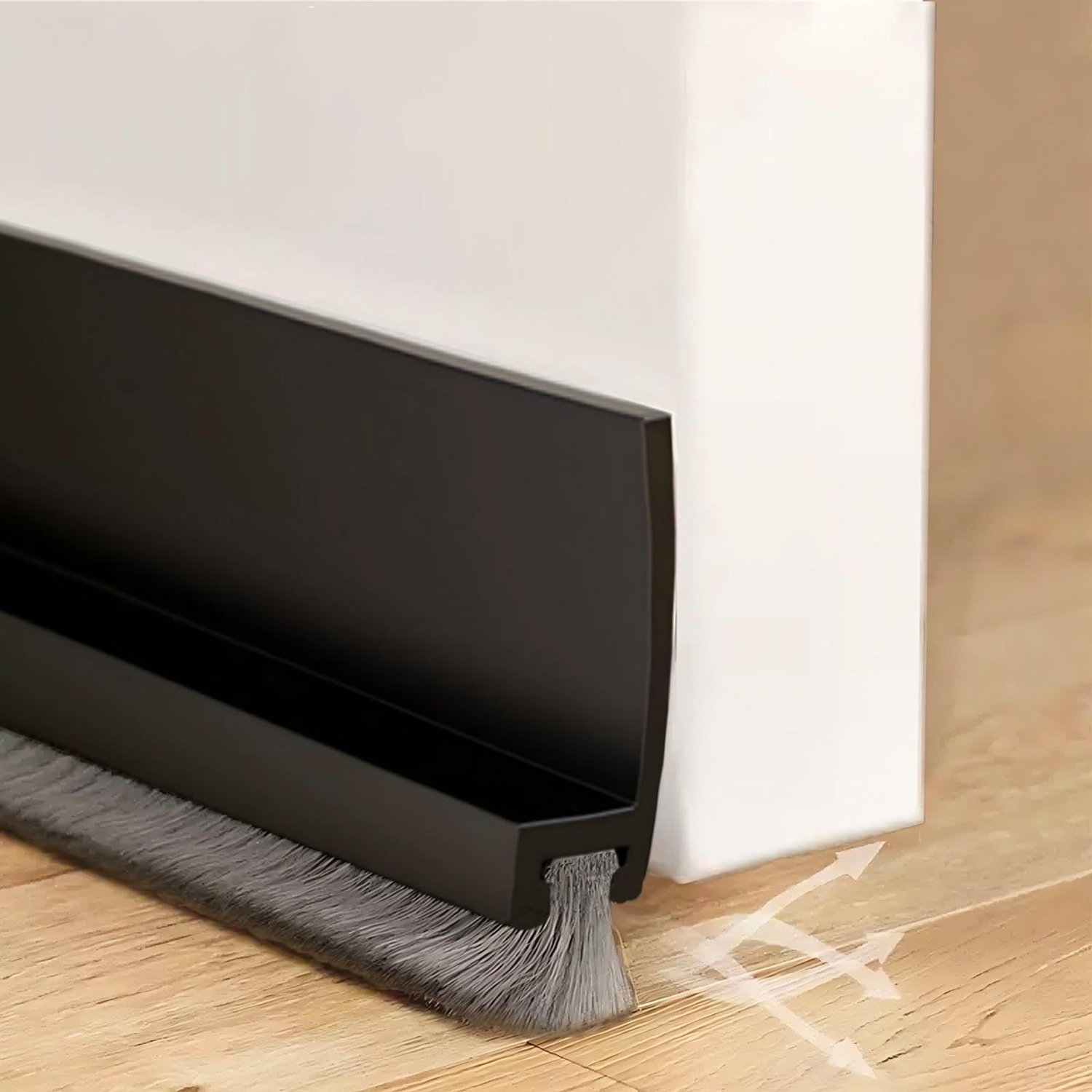 Tochtstrip - 100 cm - Zwart - Met borstel
