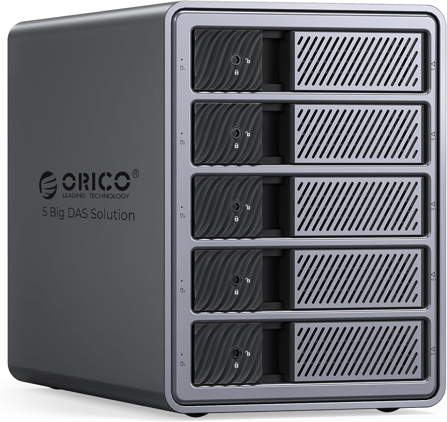 Aluminium Hard Drive Enclosure voor 5 HDD's, USB 3.0 Docking Station voor 3.5 Inch HDD tot 22TB, Compatibel met MacOS en Windows, Ideaal voor Opslag en Back-up