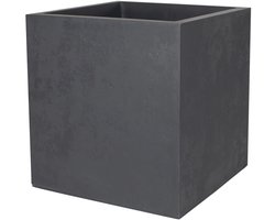 Vierkante pot 50 cm basalt - decoratie imitatie beton - wateropslagzone - ideaal voor binnen en buiten - ShopVlot