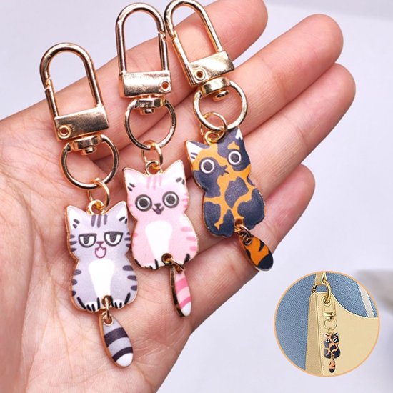 7 stuks kattensleutelhangers, schattige kattensleutelhanger, cadeau voor kattenliefhebbers, verjaardagscadeau, cadeautje — afbeelding 4