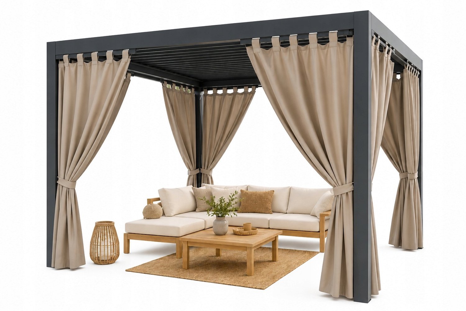Waterdichte Terrasgordijn Beige 135x250 cm met Klittenband Lus