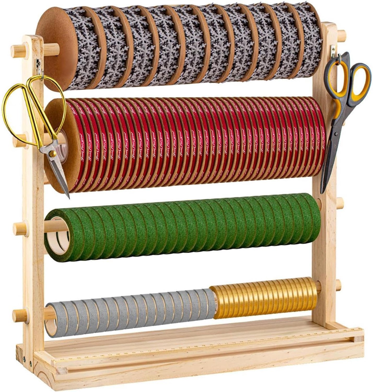 Bandhouder, opbergrek voor band, houten met 4 niveaus