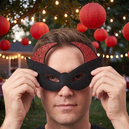 5 Stuks Delige Halloween Cosplay Half Gezicht Masker met Verstelbare Strap Lichtgewicht Polyester Spookachtig Skelet Vleermuis Thema voor Griezelige Feestelijke Masquerade Kostuum — afbeelding 5