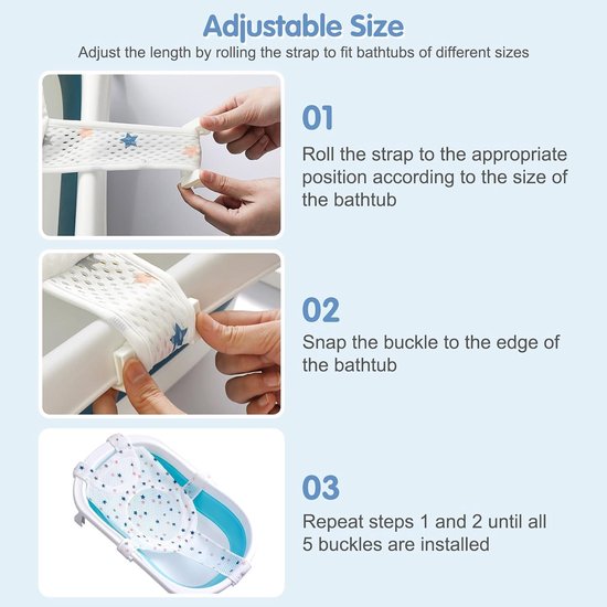 1 Stuk - Badnet voor baby's - Babybadsteun - Veilig baden - Antislip en ademend gaas - 30 x 21 x 4 cm - Wit — afbeelding 3
