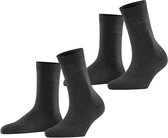 Esprit Basic Easy 2-Pack drukvrije comfort tailleband katoen multipack sokken dames grijs - maat 39-42